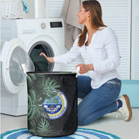 Federated States Of Micronesia Laundry Basket FSM Tropical Monstera Leaf Dark Tribal Pattern TS04 - Polynesian Pride