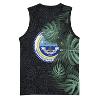 Federated States Of Micronesia Basketball Jersey FSM Tropical Monstera Leaf Dark Tribal Pattern TS04 - Polynesian Pride