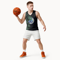 Federated States Of Micronesia Basketball Jersey FSM Tropical Monstera Leaf Dark Tribal Pattern TS04 - Polynesian Pride