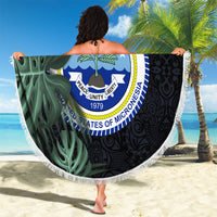 Federated States Of Micronesia Beach Blanket FSM Tropical Monstera Leaf Dark Tribal Pattern TS04 - Polynesian Pride