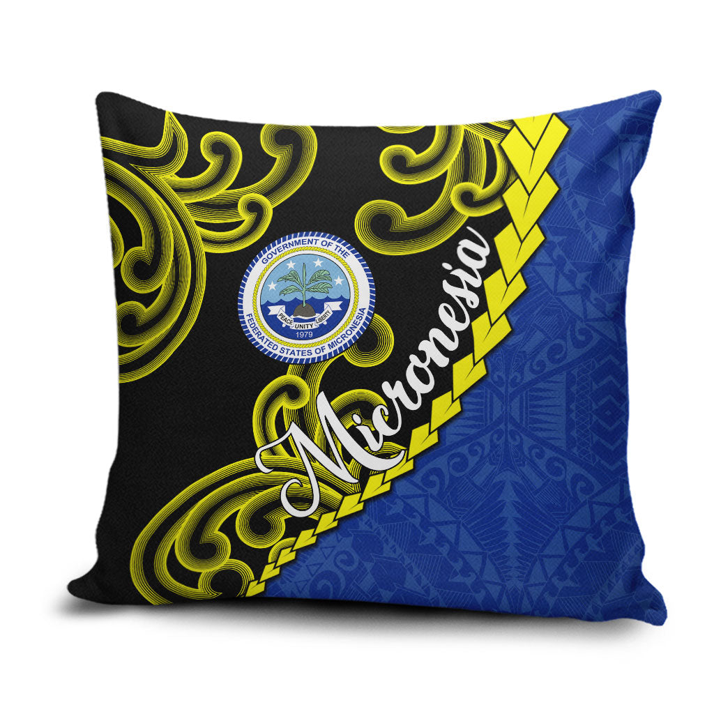 Federated States Of Micronesia FSM Pillow Cover Pacific Islander Tribal Swirl Geometric Pattern TS04 Black Blue - Polynesian Pride