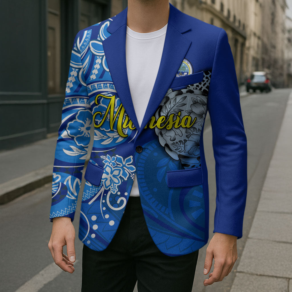 Micronesia Sea Turtle Blazer Federated States Of Micronesia Tribal Floral Pattern TS04 - Polynesian Pride