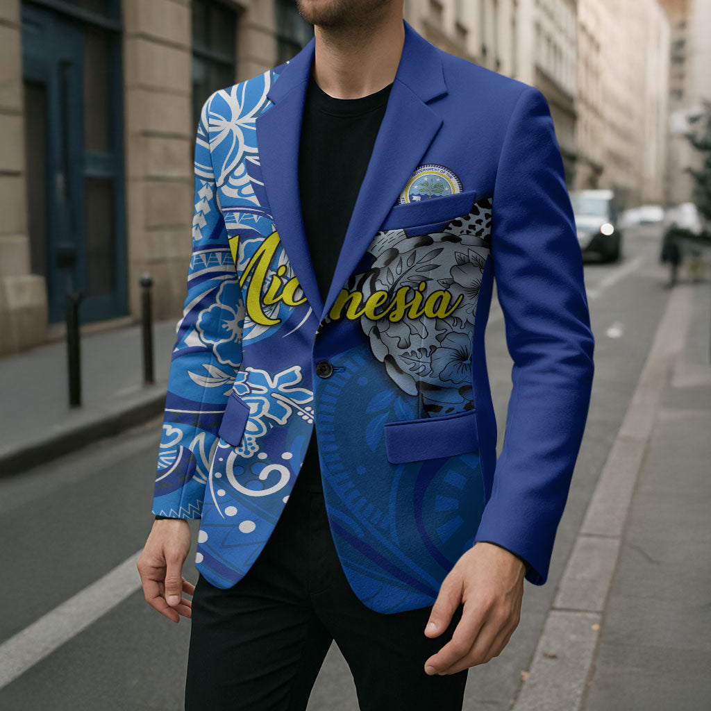 Micronesia Sea Turtle Blazer Federated States Of Micronesia Tribal Floral Pattern TS04 - Polynesian Pride