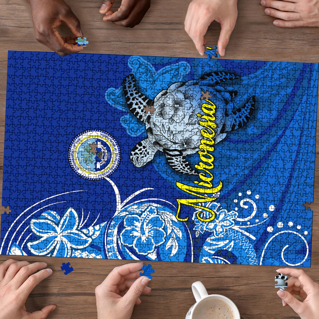 Micronesia Sea Turtle Puzzle Federated States Of Micronesia Tribal Floral Pattern TS04 - Polynesian Pride
