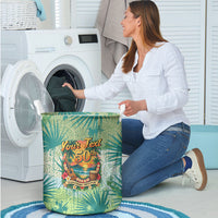 Personalized Polynesia 50th Birthday Laundry Basket Vintage Hawaiian Floral Ukulele Tropical Sunset Art