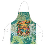Personalized Polynesia 50th Birthday Apron Vintage Hawaiian Floral Ukulele Tropical Sunset Art