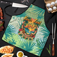 Personalized Polynesia 50th Birthday Apron Vintage Hawaiian Floral Ukulele Tropical Sunset Art