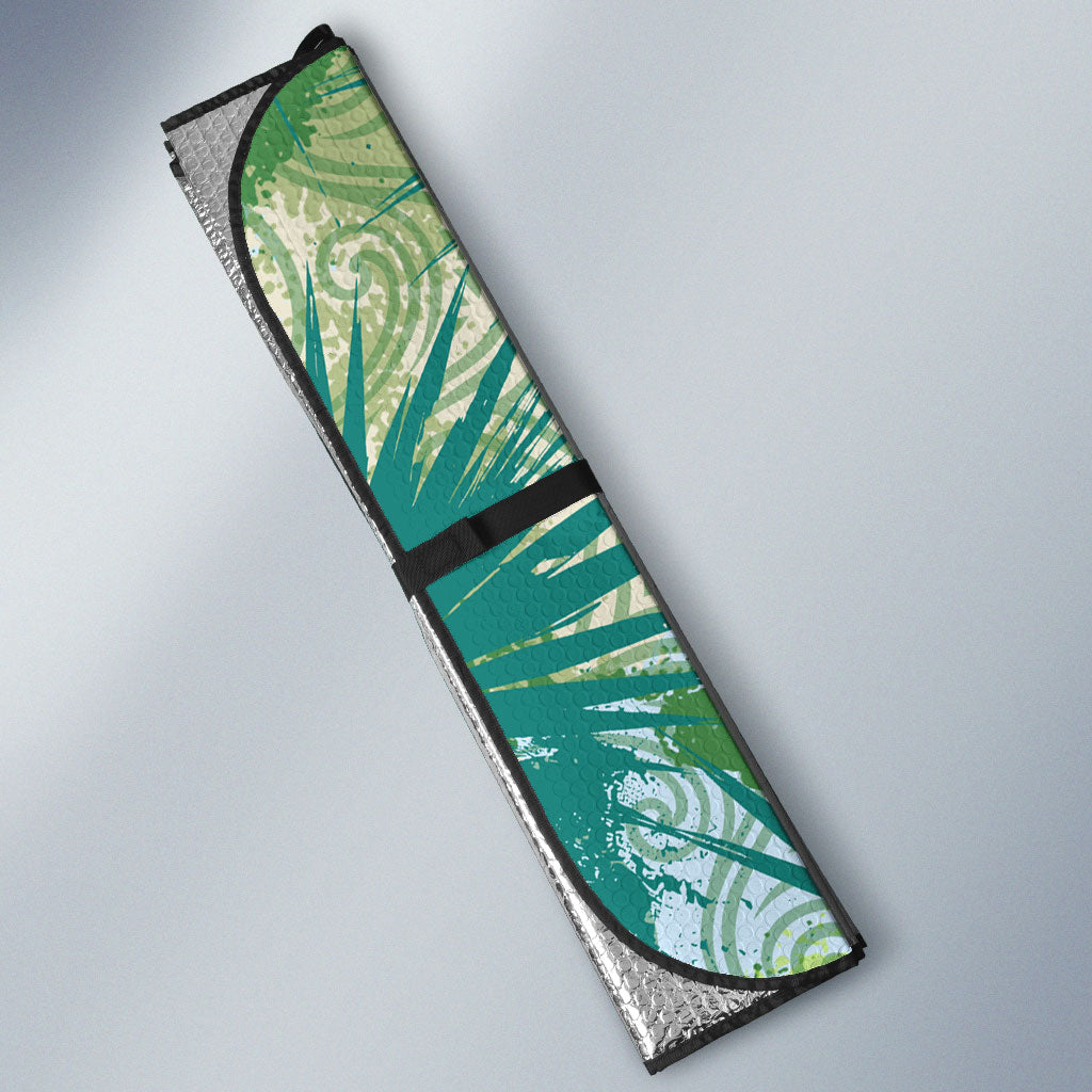 Personalized Polynesia 50th Birthday Auto Sun Shade Vintage Hawaiian Floral Ukulele Tropical Sunset Art