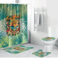Personalized Polynesia 50th Birthday Bathroom Set Vintage Hawaiian Floral Ukulele Tropical Sunset Art