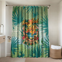 Personalized Polynesia 50th Birthday Bathroom Set Vintage Hawaiian Floral Ukulele Tropical Sunset Art
