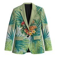 Personalized Polynesia 50th Birthday Blazer Vintage Hawaiian Floral Ukulele Tropical Sunset Art