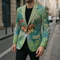 Personalized Polynesia 50th Birthday Blazer Vintage Hawaiian Floral Ukulele Tropical Sunset Art