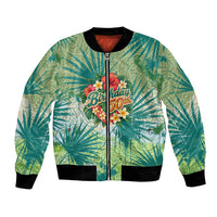 Personalized Polynesia 50th Birthday Bomber Jacket Vintage Hawaiian Floral Ukulele Tropical Sunset Art