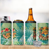 Personalized Polynesia 50th Birthday 4 in 1 Can Cooler Tumbler Vintage Hawaiian Floral Ukulele Tropical Sunset Art TS04 - Polynesian Pride