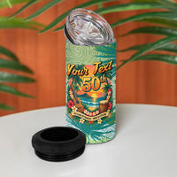 Personalized Polynesia 50th Birthday 4 in 1 Can Cooler Tumbler Vintage Hawaiian Floral Ukulele Tropical Sunset Art TS04 - Polynesian Pride