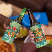 Personalized Polynesia 50th Birthday 4 in 1 Can Cooler Tumbler Vintage Hawaiian Floral Ukulele Tropical Sunset Art TS04 - Polynesian Pride
