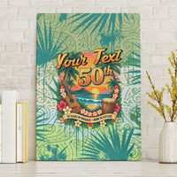 Personalized Polynesia 50th Birthday Canvas Wall Art Vintage Hawaiian Floral Ukulele Tropical Sunset Art