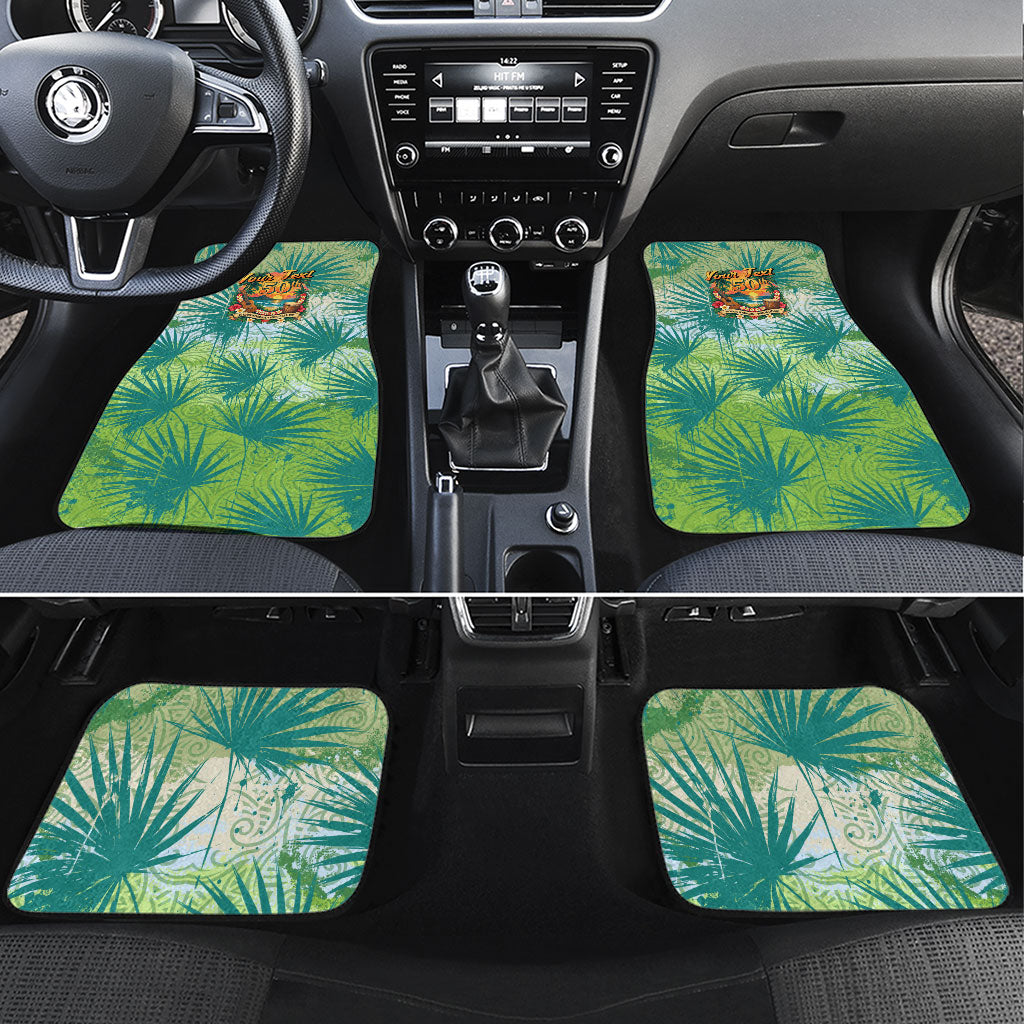 Personalized Polynesia 50th Birthday Car Mats Vintage Hawaiian Floral Ukulele Tropical Sunset Art