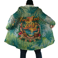 Personalized Polynesia 50th Birthday Cloak Vintage Hawaiian Floral Ukulele Tropical Sunset Art