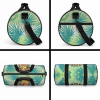 Personalized Polynesia 50th Birthday Duffle Bag Vintage Hawaiian Floral Ukulele Tropical Sunset Art
