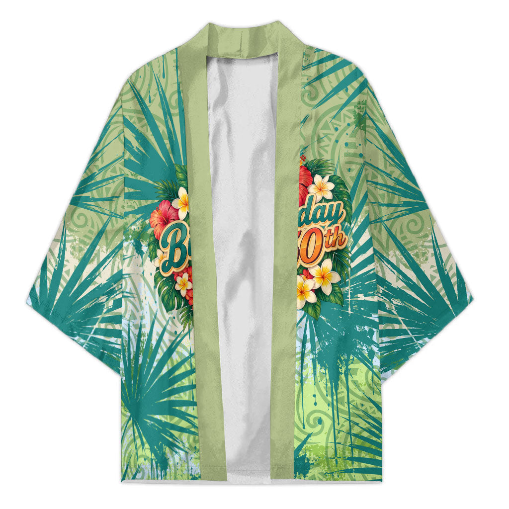 Personalized Polynesia 50th Birthday Kimono Vintage Hawaiian Floral Ukulele Tropical Sunset Art
