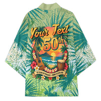 Personalized Polynesia 50th Birthday Kimono Vintage Hawaiian Floral Ukulele Tropical Sunset Art