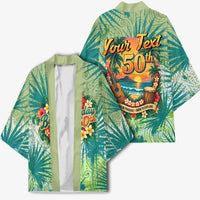 Personalized Polynesia 50th Birthday Kimono Vintage Hawaiian Floral Ukulele Tropical Sunset Art
