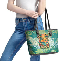 Personalized Polynesia 50th Birthday Leather Tote Bag Vintage Hawaiian Floral Ukulele Tropical Sunset Art TS04 - Polynesian Pride