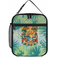 Personalized Polynesia 50th Birthday Lunch Bag Vintage Hawaiian Floral Ukulele Tropical Sunset Art