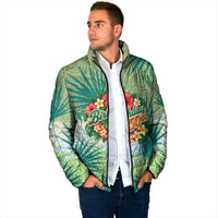 Personalized Polynesia 50th Birthday Padded Jacket Vintage Hawaiian Floral Ukulele Tropical Sunset Art
