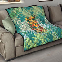 Personalized Polynesia 50th Birthday Quilt Vintage Hawaiian Floral Ukulele Tropical Sunset Art