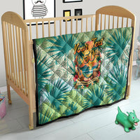 Personalized Polynesia 50th Birthday Quilt Vintage Hawaiian Floral Ukulele Tropical Sunset Art