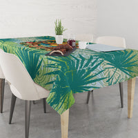Personalized Polynesia 50th Birthday Tablecloth Vintage Hawaiian Floral Ukulele Tropical Sunset Art