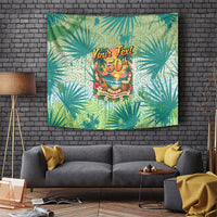 Personalized Polynesia 50th Birthday Tapestry Vintage Hawaiian Floral Ukulele Tropical Sunset Art