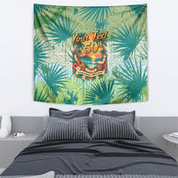 Personalized Polynesia 50th Birthday Tapestry Vintage Hawaiian Floral Ukulele Tropical Sunset Art