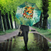 Personalized Polynesia 50th Birthday Umbrella Vintage Hawaiian Floral Ukulele Tropical Sunset Art