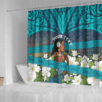 Personalized Polynesian Woman 50th Birthday Shower Curtain Traditional Pacific Tribal Tattoo Floral Art TS04 - Polynesian Pride