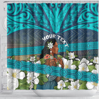 Personalized Polynesian Woman 50th Birthday Shower Curtain Traditional Pacific Tribal Tattoo Floral Art TS04 - Polynesian Pride