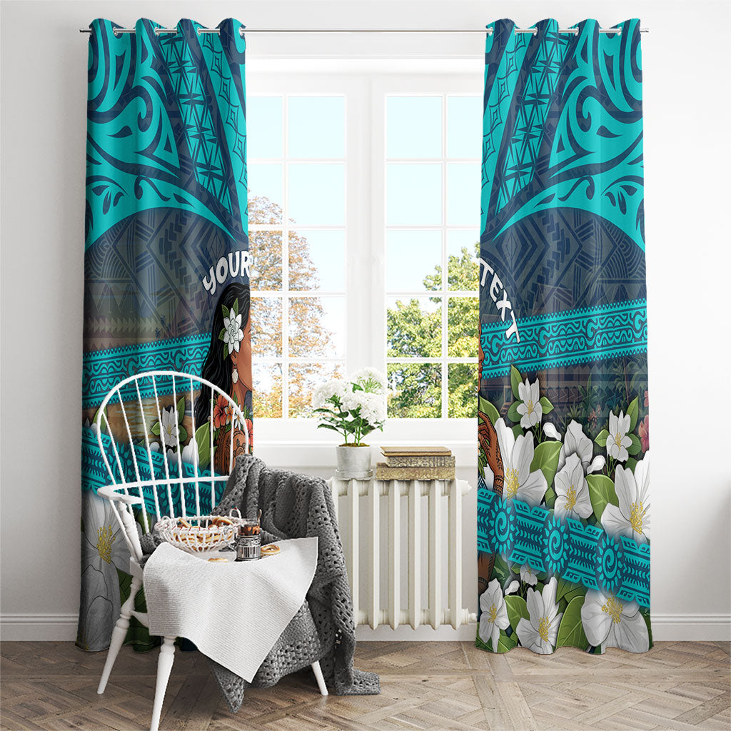 Personalized Polynesian Woman 50th Birthday Window Curtain Traditional Pacific Tribal Tattoo Floral Art TS04 - Polynesian Pride