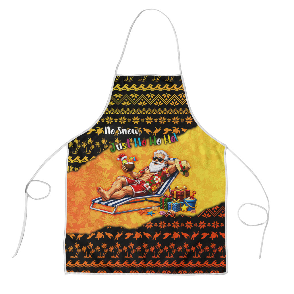 Tropical Christmas In July Santa Claus Apron Festive Hawaiian With Beach Reindeer Sleigh TS04 Orange Black - Polynesian Pride