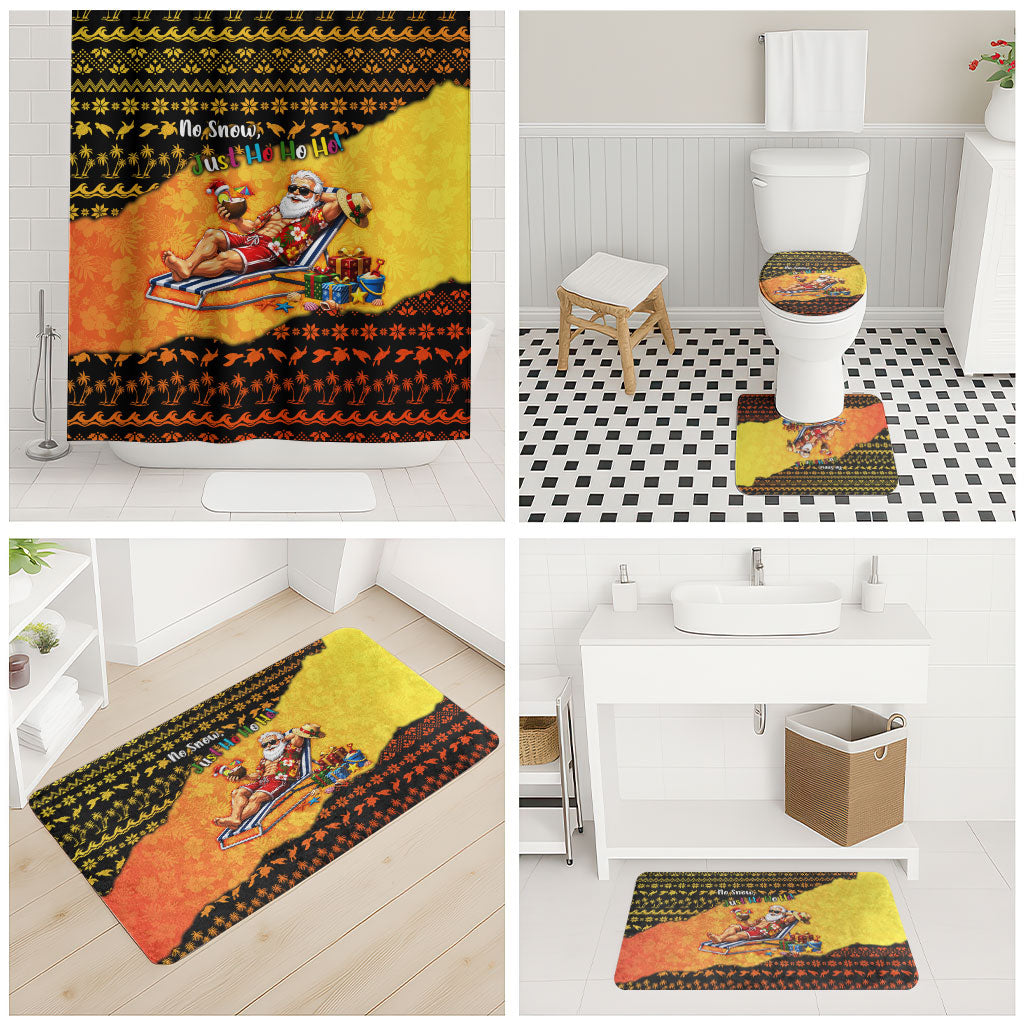 Tropical Christmas In July Santa Claus Bathroom Set Festive Hawaiian With Beach Reindeer Sleigh TS04 - Polynesian Pride