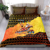 Tropical Christmas In July Santa Claus Bedding Set Festive Hawaiian With Beach Reindeer Sleigh TS04 - Polynesian Pride