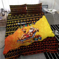 Tropical Christmas In July Santa Claus Bedding Set Festive Hawaiian With Beach Reindeer Sleigh TS04 - Polynesian Pride