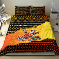 Tropical Christmas In July Santa Claus Bedding Set Festive Hawaiian With Beach Reindeer Sleigh TS04 - Polynesian Pride