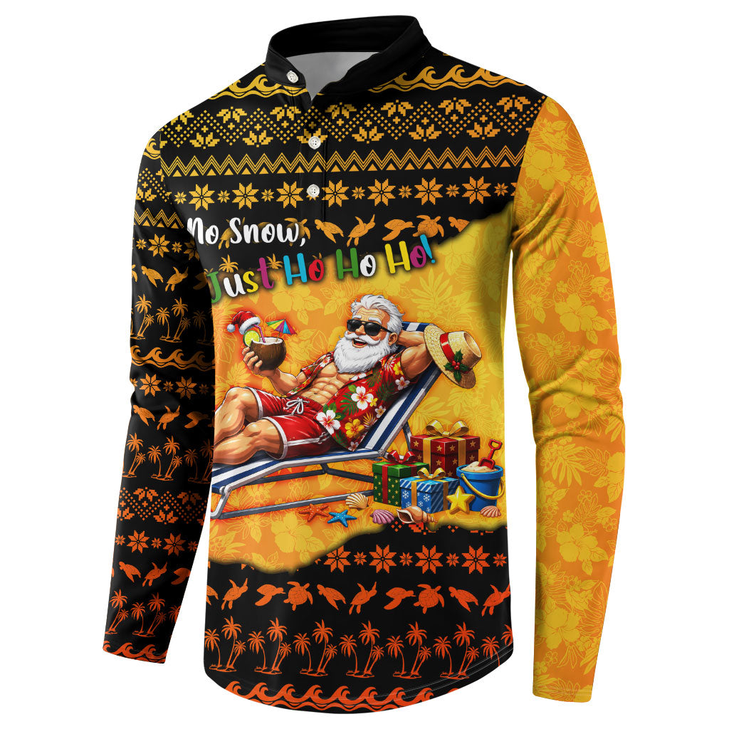 Tropical Christmas In July Santa Claus Button Sweatshirt Festive Hawaiian With Beach Reindeer Sleigh TS04 - Polynesian Pride