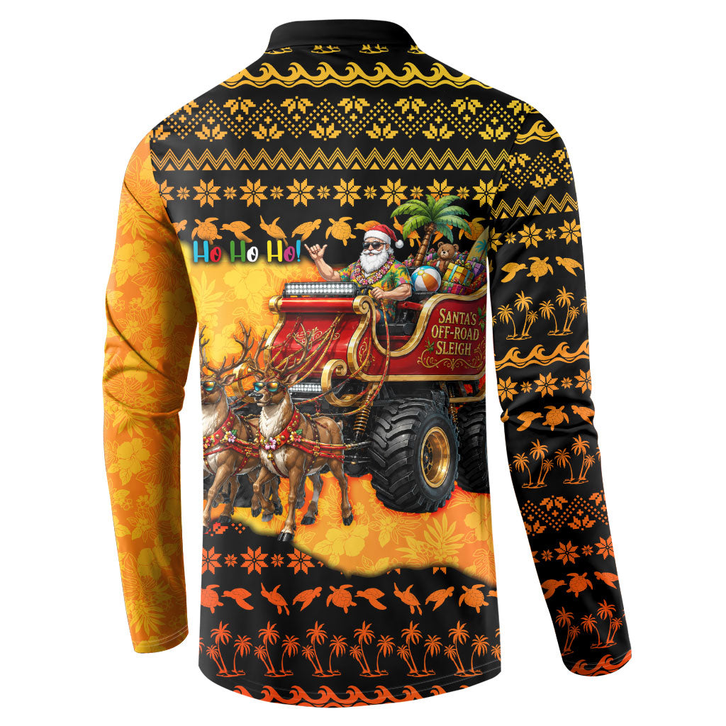 Tropical Christmas In July Santa Claus Button Sweatshirt Festive Hawaiian With Beach Reindeer Sleigh TS04 - Polynesian Pride