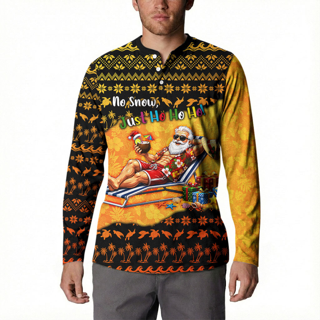 Tropical Christmas In July Santa Claus Button Sweatshirt Festive Hawaiian With Beach Reindeer Sleigh TS04 - Polynesian Pride