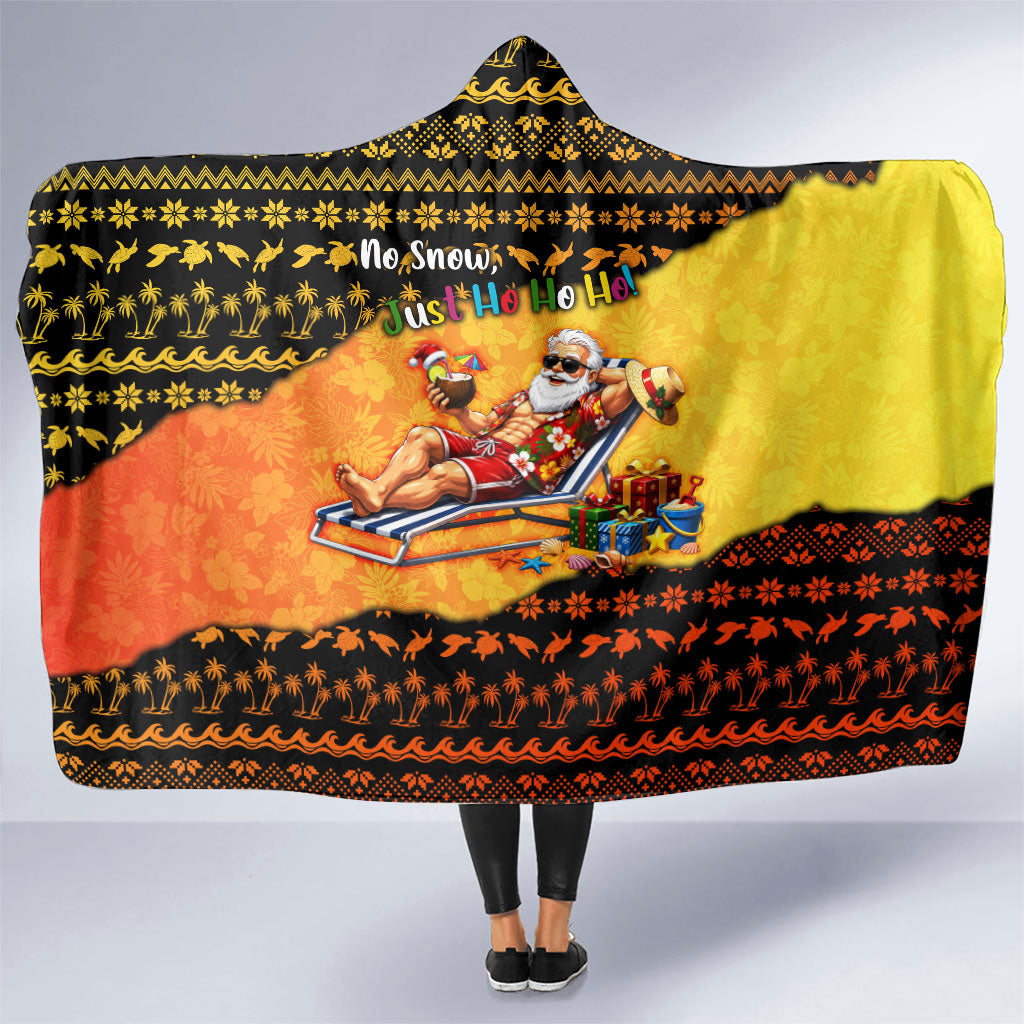 Tropical Christmas In July Santa Claus Hooded Blanket Festive Hawaiian With Beach Reindeer Sleigh TS04 One Size Orange Black - Polynesian Pride