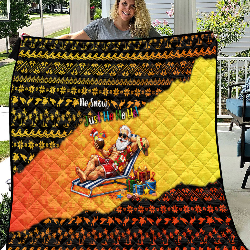 Tropical Christmas In July Santa Claus Quilt Festive Hawaiian With Beach Reindeer Sleigh TS04 Orange Black - Polynesian Pride