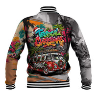 Tropical Christmas In July Candy Cane Surf Baseball Jacket Vibrant Street Art Beach Graffiti Graphic TS04 - Polynesian Pride